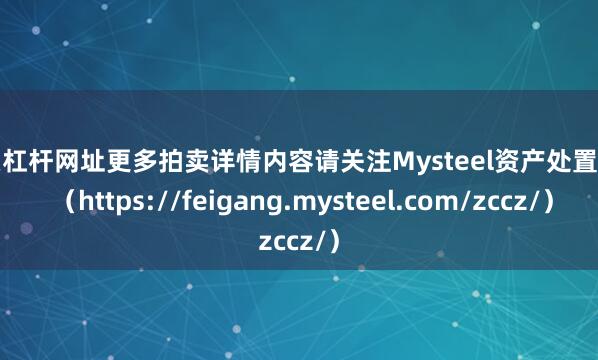 股票杠杆网址更多拍卖详情内容请关注Mysteel资产处置网页 （https://feigang.mysteel.com/zccz/）